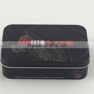 black retangle tin storage box