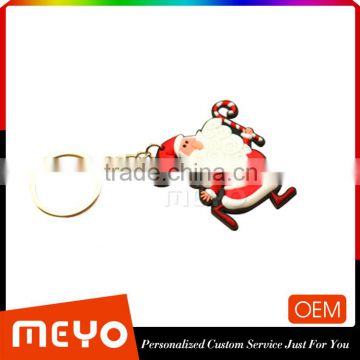 Engarved Logo PVC Metal Alloy Cheap Bulk Keyring Keychain Santa Claus Door Christmas Decorations