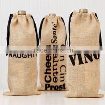 Burlap wine gift bag, Wine Carrier, Wine Gift Bag, Canvas Wine Tote, Beverage Carrier