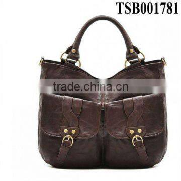 hot sale fashion latest girls handbags with outside pockets