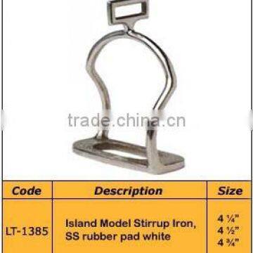 Island Model Stirrup Iron SS rubber pad white Horse Stirrups- Horse Ridding Products