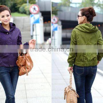 Ladies duffle embroidered design casual jacket