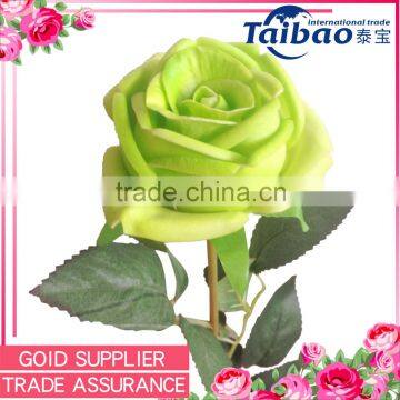 New year decoration PU material long stem green real touch flower rose