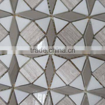 Diamond Pattern Marble Mosaic tiles ( Athen White+Oak White+Pure white marble)