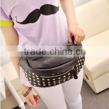 WT007 2015 New Women Rivet Sequin PU Leather Waist Bags