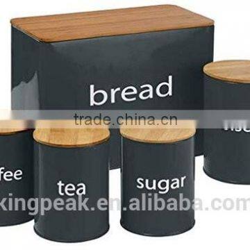 2015 New Product Tea Coffee Sugar and Bread Bin Set with bamboo lids/Sugar Jar/Coffee Storage container