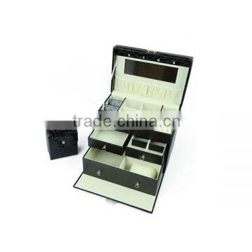 Wholesale Custom Black Large Folding Leather Jewelry Case photo-3