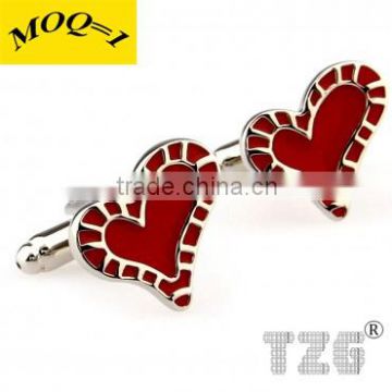 Fashion Stainless Steel Red Heart Cufflink