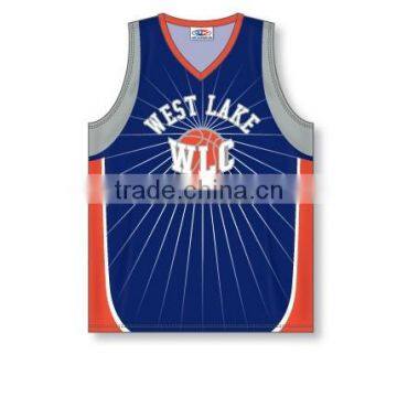 100% Polyester Custom Sublimated V-Neck West Lake Basketball Jersey / Shirt