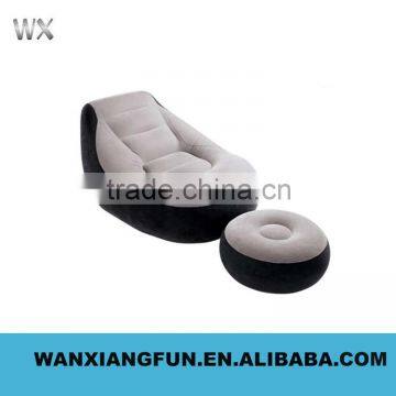 Flocked PVC Inflatable Sofa, china inflatable air sofa chair, foot rest inflatable sofa chair with pillowair sofa with foot