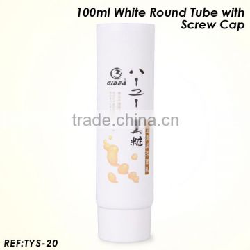 100ml white round tube with screw cap used for face wash