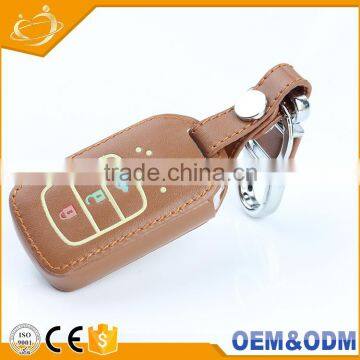 Competitive Price OEM Welcome Brown PU Leather 3 Fluorescent Bottons Flip Car Key Smart Holder For Honda