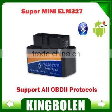 2015 High Performance Auto Diagnostic Tool Super Mini ELM 327 Bluetooth Supports All OBD2 Protocols ELM327