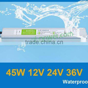 Single output IP67 waterproof Led driver 24v 45w constant voltage for LED light power driver 45w