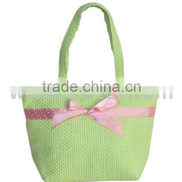 Straw handbag with bows