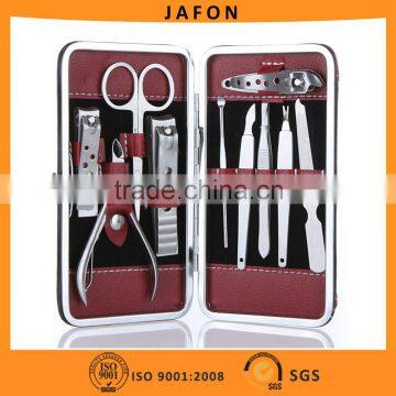 10pcs red high quality professional manicure set in a pu case