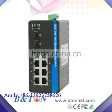 2*1000M SFP Slot and 8*10/100M PoE Port PoE Unmanaged Industrial PoE Switch