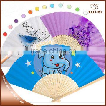 DIY white paper fan with bamboo hand for children drawing                        
                                                Quality Choice