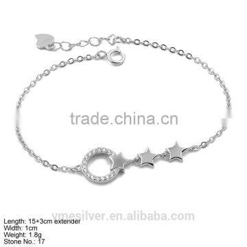 BZA2-008 925 Sterling Silver Bracelet Star Shape Bracelet with AAA zircon