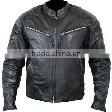 Mens Padded Motorcycle Leather Jacket