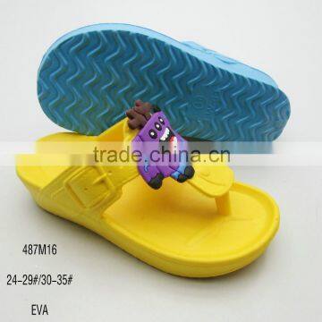 Children summer yellow EVA thick bottom clip toe slippers