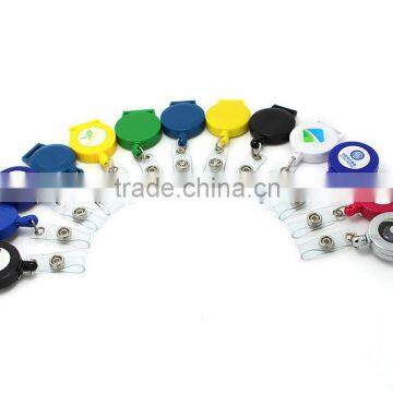 Customized round red badge reels with different color and logos, Customized badge reels