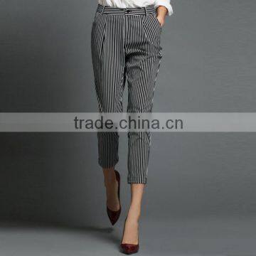 European style cotton cheap cool types of womens vertical stripes trousers wholesale 3/4 pants