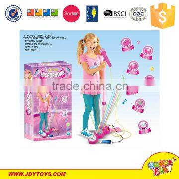 Enjoy your vocal concert hot sale kids plastic toy musical microphone with stand MP3 & phone connected
