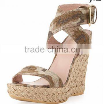 OS18 Summer Sandals Fabric Cover Wedges Rubber Outsole Strap Buckle Ankle Strap Pumps Shoes Summer Collection photo-2