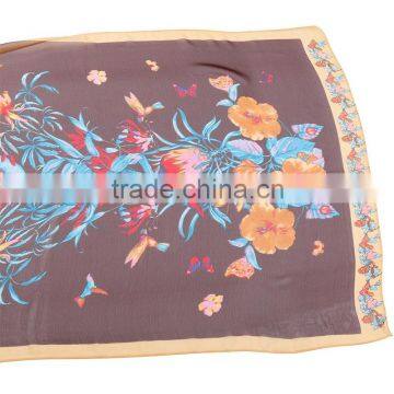 2015 Fashionable Hot Sale Butterfly and Flower Printing Chiffon Scarf for Whole Sale and photo-2