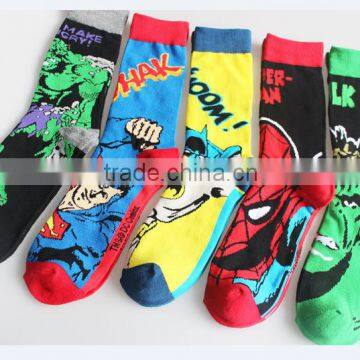 wholesale spider man super hero cartoon cotton men tube socks