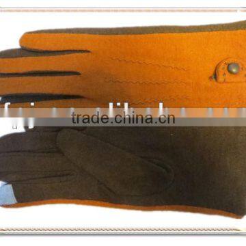 Winter touch screen wool gloves fleece lined