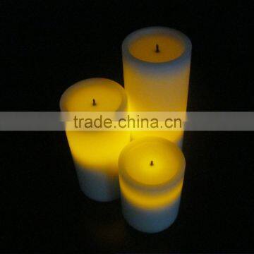 Home Interior Decorative Flat Top White Pillar Set Electric Realistic Flicker Wax Candle With Timer photo-6