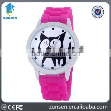 2016 New Arrival Cheap Silicone Geneva Watch Relogio Feminino Fashion Cute Cat Pattern Women Wristwatch Casual Luxury Watches