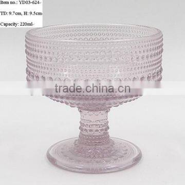 Press Unique Drinking Ware/cheap Wine Goblet, Ice-cream Bowl, Tumbler in Colored Glass With Raindrop Designs Emboss photo-3