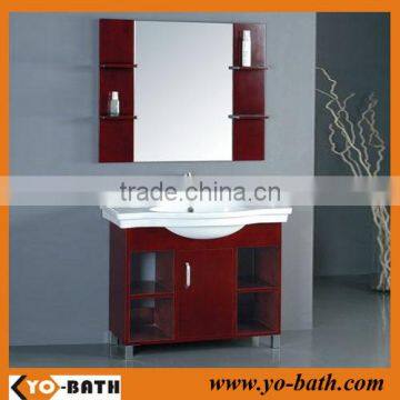 dark red chinese bathroom vanity with ceramic basin