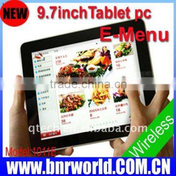 9.7 inch wireless e-menu order system for restaurant