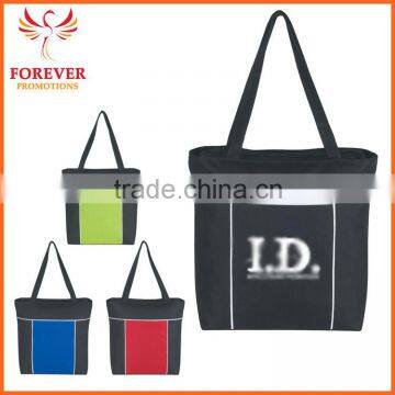 600 D Promos Wholesale Top Zippered Closure Polyester Tote Bag                        
                                                Quality Choice