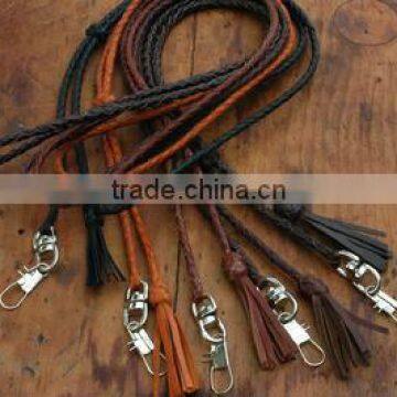 Grain leather/PU leather braied short lanyard