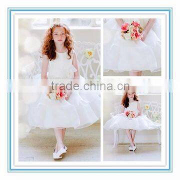 New 3 Layered Sleeveless Ivory Organza Long Flower Girl Dresses for Wedding(BNBO-FG02)