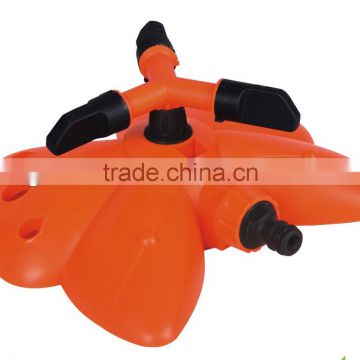 three arm plastic water sprinkler with plastic butterfly shape base