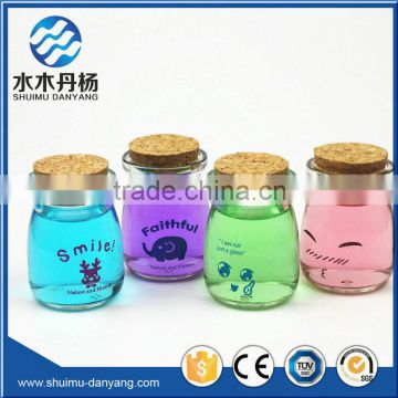 100ml Cute MINI glass pudding bottle with wooden cork