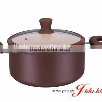 Forged aluminum stew pot with silicon rim lid and induction bottom