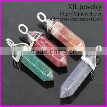 KJL-BD5175 Wholesale Natural Mixed Gems Stones Hexagonal Point Reiki Chakra Necklace Earrings Agate Pendant Beads