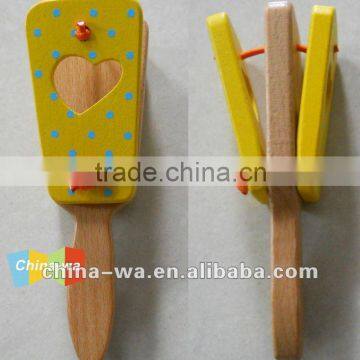 sell popular promotion natural wooden castanet musical toy