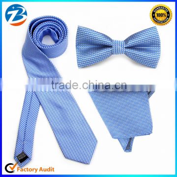 Latest Jacquard Small Plaid Neck tie Bow tie Hanky Tie Set For Men