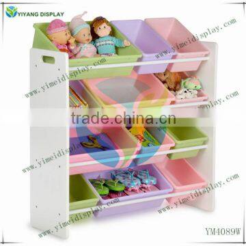 Colorful Kids Toy Organizer and Storage Bins Wood Plastic combine rack YM4089W