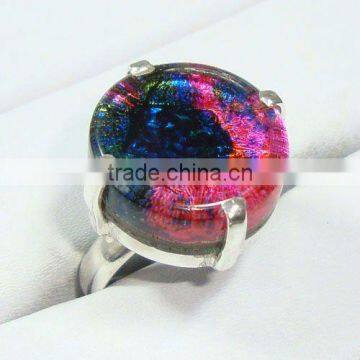 925 Sterling Silver Dichroic Glass Fashion Ring