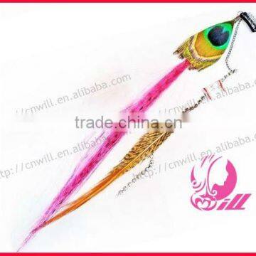 Natural Peacock Feather Synthetic Hair Extension