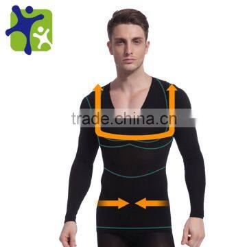 Mens Body Shaper Long Sleeve Undershirt,male auto-heating t shirt,Slimming Girdle Shapewear Underwear NY104